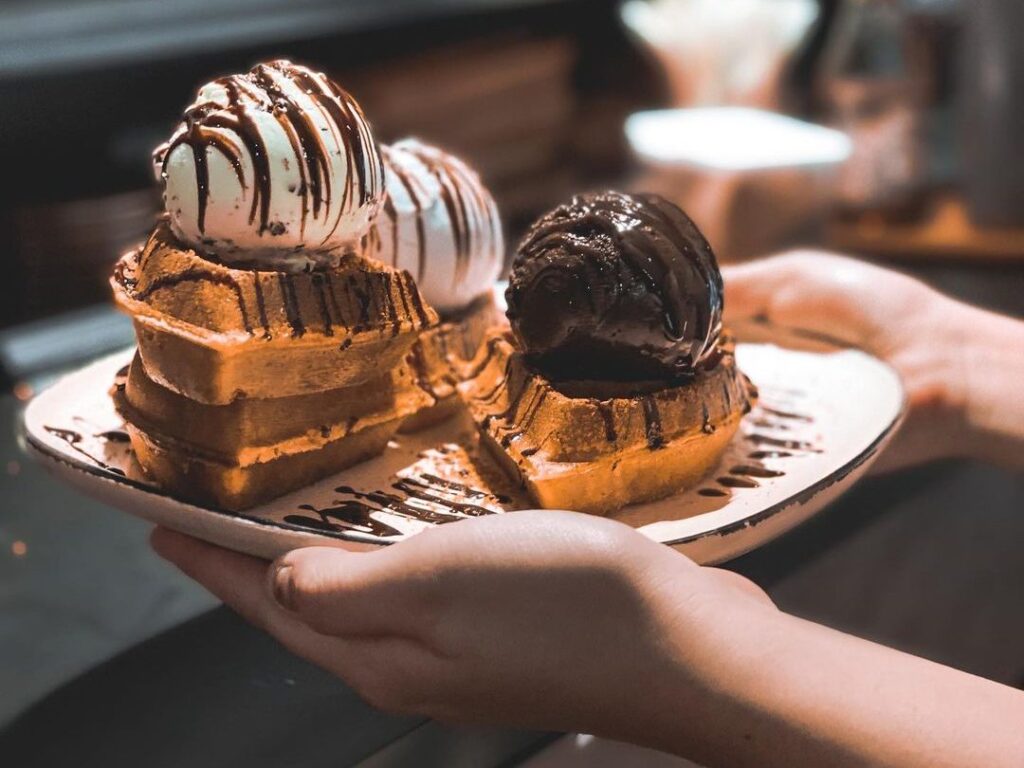 gelato waffles on a plate