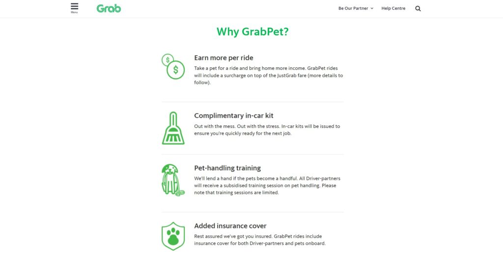 GrabPet web page